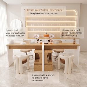 Modern Wooden Double Manicure <b>Table</b> Marble Top 2 Person <b>Nail</b> Desk Professional Beauty Salon Tech Workstation Furniture - Product Image 4