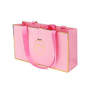 paper gift bags with handles hot stamping retail pink bags for purse wallet