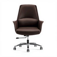 Chaise de bureau ergonomique minimaliste en cuir véritable Boss, confortable pour une utilisation prolongée, réglable en hauteur et inclinable