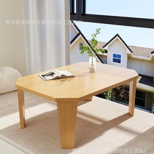 Mesa de Centro de Madera Sólida, Diseño Minimalista Moderno, Portátil, para Sala de Estar o Balcón, con Acabado en Madera Blanca - Product Image 1