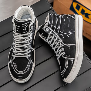 <span class=keywords><strong>รองเท้า</strong></span>ผ้าใบหุ้มข้อสูงแบบสั่งทำปี 2025 คุณภาพดี ไซส์ใหญ่ ดีไซน์แบบผูกเชือก สำหรับผู้ชายและผู้หญิง สไตล์เดินเท่ๆ ใน<span class=keywords><strong>ราคา</strong></span>ประหยัด - Product Image 3