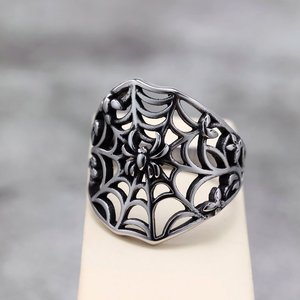Anillo Unisex de Acero Inoxidable Estilo Vintage yunnique, Diseño de Telaraña, Regalo de Halloween, Joyería Retro con Patrón de Insectos - Product Image 2