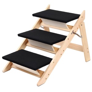 Escalera de madera plegable para perros, escalones antideslizantes para uso en interiores y exteriores, tamaño 3 escalones - Product Image 2