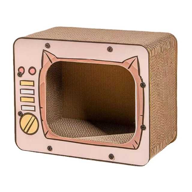Creative Modern TV Style Wool Cat House Portable Removable & Washable Cat Scratcher and Bed for Cats Under 6kg