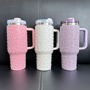 Factory Custom 40oz Rhinestone <b>Cup</b> With Handle 40 OZ Crystal Rhinestone Bling Cartoon Metal Tumbler Wholesale Bulk - Product Image 4