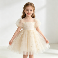 En stock Tissu tulle doré clair entièrement imprimé à pois dorés scintillants, tulle transparent et doux pour robe tutu, voile, toile de fond de fête, vêtements de poupée