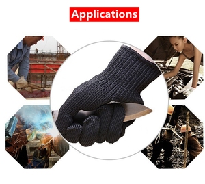 Ánh nắng mặt trời 100% thực phẩm lớp <span class=keywords><strong>7</strong></span> Đo sợi màu đen cấp <span class=keywords><strong>5</strong></span> chống cắt găng tay chống bọc bằng thép không gỉ - Product Image 4