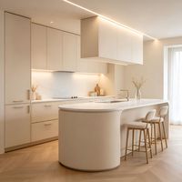 Meubles de cuisine modernes en contreplaqué marin laminé, sans poignées, avec tiroir coulissant pour épices, armoires de cuisine modulaires