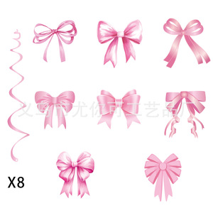 Décoration d'anniversaire rose avec nœud, ornement suspendu en spirale, décoration de gâteau pour célébration de fille, jetable - Product Image 2