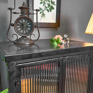 Meuble de rangement industriel réglable en métal avec porte vitrée, style ferme européen, écologique, pour salon, cuisine et salle à manger - Product Image 6