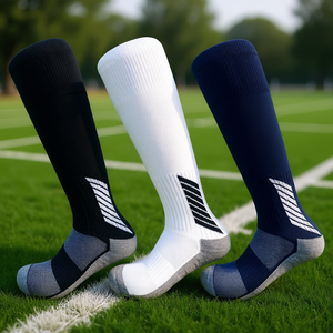 Calze da calcio a righe alte fino al ginocchio in spandex e poliestere per adulti, abbigliamento sportivo estivo - Product Image 2