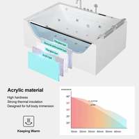 Baignoire hydro-spa moderne autoportante en acrylique pour 2 personnes Nouveau bain à remous en verre pour le surf Big Air Jet Bubble Massage