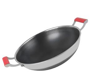 <span class=keywords><strong>Wok</strong></span> en <span class=keywords><strong>acier</strong></span> inoxydable antiadhésif grande taille à double poignée, fond plat, compatible <span class=keywords><strong>induction</strong></span>, avec couvercle en verre intégré, ustensile de cuisine domestique - Product Image 5