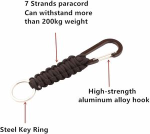 Tal Keychain Fast Paracord Carabiner Clip Braided Lanyard for Keys Backpack Camping Hiking Outdoor Gear RTS Door to Door - Product Image 3