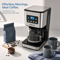 Cafetera Eléctrica Automática Estilo Americano con Temporizador Programable de 24 Horas, Limpieza con un Toque, Preparación Fuerte, Estándar Europeo, para el Hogar