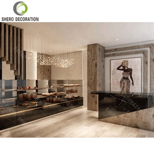 Vitrina de exhibición de pasteles con vitrina de panadería de madera ligera para decoración de cafetería de jugo de lujo - Product Image 4