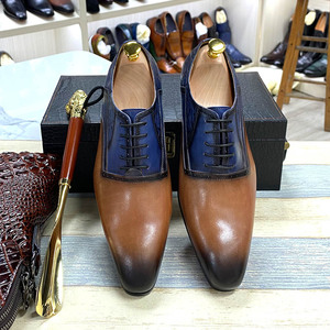 Chaussures en cuir pour hommes, chaussures en cuir pour affaires, chaussures habillées élégantes pour hommes aux couleurs assorties, chaussures Oxford en cuir véritable pour moi - Product Image 2