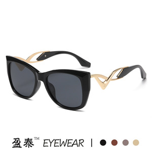 แว่นกันแดดทรงแคทอาย ยี่ห้อ Yingtai สีน้ำตาล กรอบพลาสติกผสมโลหะ ป้องกันรังสียูวี 400 แฟชั่นสำหรับผู้หญิง สไตล์สตรีท - Product Image 5