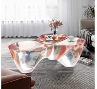 Table basse de luxe moderne en résine transparente, table d'appoint artistique haut de gamme, mobilier de maison personnalisable pour la réception