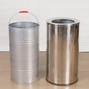 Cubo de Basura de Acero Inoxidable Cilíndrico de 12L o Más con Tapa Abatible para Uso Comercial en Interiores - Product Image 3