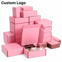 Boîte d'expédition personnalisée pour produits de beauté, emballage postal, boîte en carton ondulé rose pour cosmétiques, avec logo