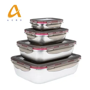 Custom Metal Durable Bento Lunch Box Stainless Steel Leakproof Food Storage Containers For Freezer Fridge Oven Dishwasher Safe