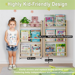 Estantes flotantes de madera <span class=keywords><strong>para</strong></span> libros <span class=keywords><strong>para</strong></span> niños, estantería de madera montada en la pared <span class=keywords><strong>para</strong></span> niños pequeños, estantería <span class=keywords><strong>para</strong></span> guardería - Product Image 3
