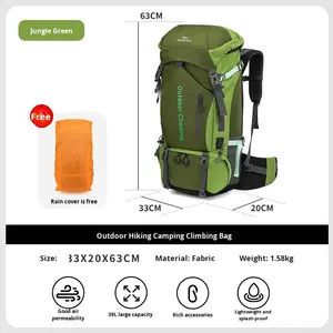 Dung tích lớn Oxford Leo núi ngoài trời Cắm trại Túi thể thao Chống thấm nước Chống mài mòn Đi bộ đường dài Ba lô du lịch Đệm khí - Product Image 5