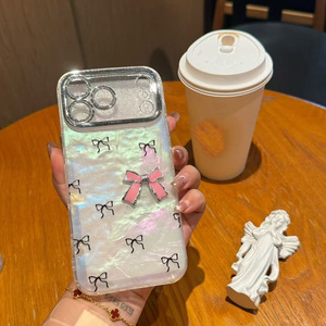 <span class=keywords><strong>Funda</strong></span> Transparente con Lazo Plateado Brillante para iPhone 17 16 15 14 13 12 11 Pro Max X Xr Xs Max, Cubierta Suave con Brillo - Product Image 5