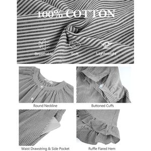 FOXA Ensemble pyjama 2 pièces pour femme, haut à volants rayé en coton, short, vêtements de nuit, tenue Y2k - Product Image 6