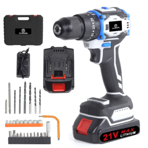 Perceuse sans fil 21V F, mandrin en fer 10 mm, perceuse à percussion, kit avec batterie au lithium - Product Image 1
