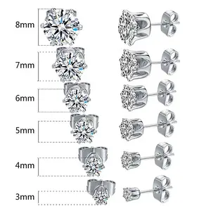 2022 Earrings Jewelry Zircon Earrings Stud Earring Women's Stainless Steel Round Cubic Zirconia White CLASSIC Children's Archer