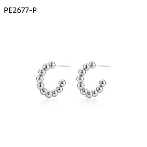 Amy Amy C <b>Earrings</b> <b>Silver</b> Plated Ball Shape Women's Fashion <b>Cuff</b> <b>Earrings</b> Party Jewelry Classic Style PE2677 - Product Image 3