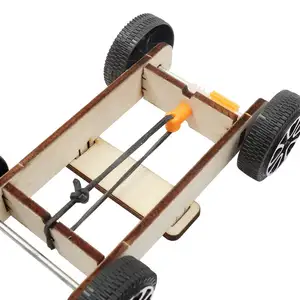 物理実験特別人気科学DIY木製アセンブリラバーバンドパワーおもちゃの車