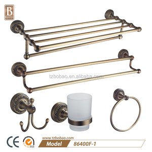 Set da Bagno di Lusso in <span class=keywords><strong>Ottone</strong></span> Dorato con Accessori in Ceramica, 6 Pezzi, <span class=keywords><strong>Porta</strong></span> <span class=keywords><strong>Asciugamani</strong></span> e Portarotolo Dorati per Hotel - Product Image 3
