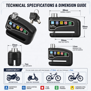 Candado de Disco con Alarma de Seguridad Antirrobo <span class=keywords><strong>para</strong></span> Freno de Motocicleta, Bicicleta, Scooter, Resistente al Agua - Product Image 6