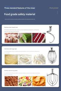 Mélangeur de boulangerie 7L pour pain et pâtisseries artisanaux-comprend crochet à pâte et fouet - Product Image 4