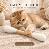 Jouet interactif pour chat en feutre 100% laine, bâton de jeu à double extrémité pour chats d'intérieur, plusieurs tailles disponibles