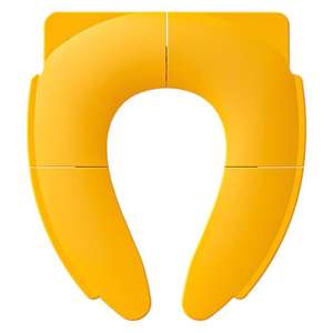 Asiento de inodoro plegable portátil para niños, color amarillo limón, para entrenamiento de ir al baño, para niños pequeños, con diseño de cuerpo recto grande, hecho de PP - Product Image 1