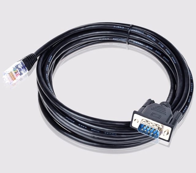 Custom DB9 Male to RJ45 Female Serial Adapter Cable with Pure Copper Conductor Braid Shielding PVC Jacket for Computer Use