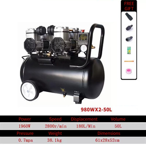 Compresor de Aire Eléctrico Sin Aceite de <span class=keywords><strong>220V</strong></span>, Silencioso, de Pistón, Industrial, Portátil, con <span class=keywords><strong>Pistola</strong></span> de Pulverización, Cuchilla de Aire, Alimentación CA, Incluye Motor y Bomba - Product Image 3