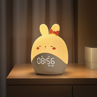 Réveil numérique personnalisé mignon Koala Lapin, veilleuse de chevet, lampe LED en silicone rechargeable USB en forme de canard pour enfants