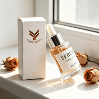 Flacon compte-gouttes en verre transparent rond pour huile essentielle, huile capillaire, sérum, avec boîte, étiquette personnalisée, 30 ml, 50 ml, 60 ml