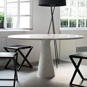 <span class=keywords><strong>Table</strong></span> à manger en pierre de travertin beige naturel de qualité supérieure <span class=keywords><strong>Table</strong></span> à manger en marbre domestique simple moderne <span class=keywords><strong>Table</strong></span> à manger ronde luxueuse - Product Image 3