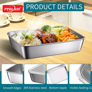 Pyglass biểu tượng tùy chỉnh kích thước lớn cấp thực phẩm thép không gỉ lưu trữ container sets nhà bếp tốt nhất Helper container với PP có nắp đậy - Product Image 2