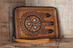 Pochette bohème faite à la main pour femmes accessoire en cuir élégant de petite dame de Style Vintage Mini usiné à la mode - Product Image 2