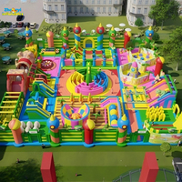 Parc d'attractions gonflable coloré et amusant de 30x20m - Parc d'attractions gonflable pour enfants, combo de jeux partagés économique