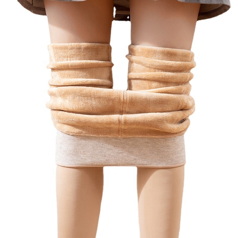 Модные теплые колготки для девочек, полупрозрачные флисовые леггинсы, плотные зимние теплые колготки