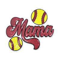 Patch brodé thermocollant à paillettes rouges 'Mama' pour baseball et softball, pour chemise de jour de match, cadeau pour maman, décoration sportive, DIY
