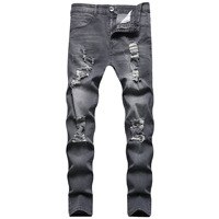 Offre Spéciale haute qualité Designer Rock Revival déchiré Smog hommes jean droit Hip-Hop Style lavé Denim jean respirant solide